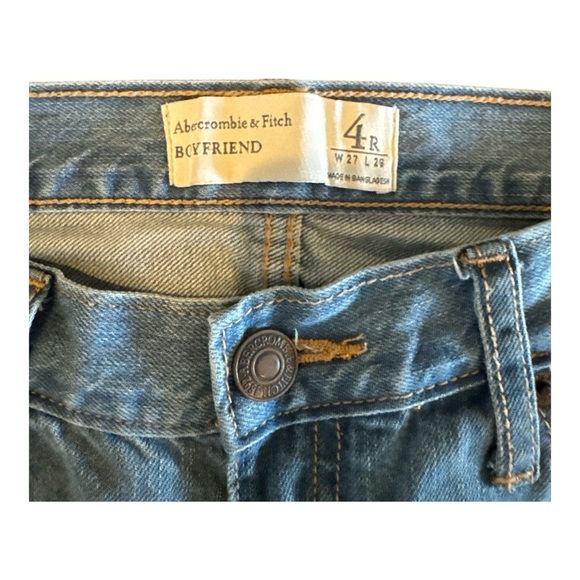 Abercrombie & Fitch Distressed Boyfriend Jeans Sz 4R Relaxed Fit Denim Casual - Picture 4 of 5